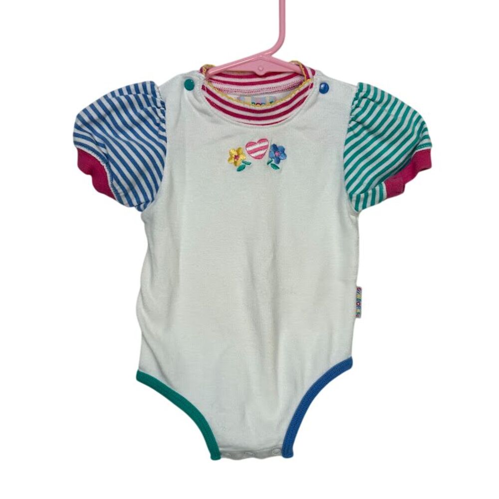 90s VTG Rainbow Tag Gymboree Infant Floral Stripe Bodysuit Cotton